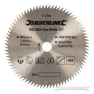 85mm Silverline HSS Mini Circular Saw Blade For Titan/Worx Saws 672886