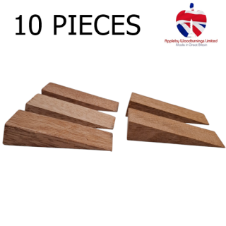 10 Pack 80mm X 30mm Sapele Hardwood Wedges 18mm High Tapering to Zero To Aid Fitting of FD30 & FD60 Fire Rated Window & Door Sets
