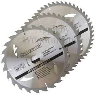 3 Pack 230mm Silverline TCT Circular Saw Blades With No Rings 892547