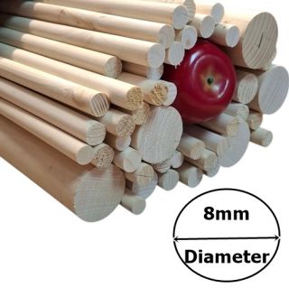 8mm Diameter x 1000mm (1 Meter) Long Spruce Dowel Rod