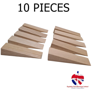 10 Pack 90mm x 25mm Ash Hardwood Wedges 19mm High Tapering to Zero To Aid Fitting of FD30 & FD60 Fire Rated Window & Door Sets
