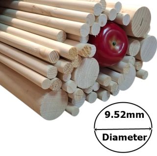 3/8" (9.52mm) Diameter x 1000mm (1 Meter) Long Spruce Dowel Rod