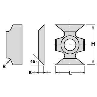 16mm Hook Tip Reversible Grooving Knives With 45deg Chamfer 1 Tip to suit CMT Cutters