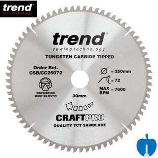 250mm Diameter 72 Tooth Trend Negative Crosscut Mitre Circular Saw Blade With 30mm Bore CSB/CC25072
