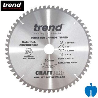 260mm Diameter 60 Tooth Trend Negative Crosscut Mitre Circular Saw Blade With 30mm Bore CSB/CC26060