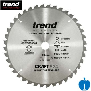305mm Diameter 40 Tooth Trend Negative Crosscut Mitre Circular Saw Blade With 30mm Bore CSB/CC30540