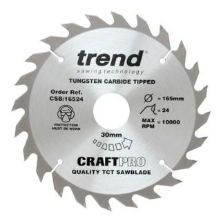 Trend 215mm dia 30mm Bore ATB Z=24 TCT Table / Rip Saw Blade CSB/21524
