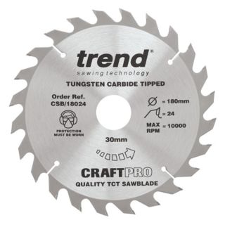 190mm Diameter 24 Tooth ATB Trend Saw Blade For Portable Saws With 16mm Bore CSB/19024A