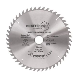 Trend 250mm dia 30mm Bore ATB Z=48 TCT Table / Rip Saw Blade CSB/25048