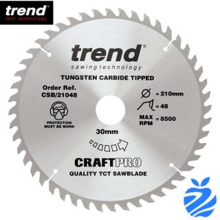 210mm Diameter 48 Tooth ATB Trend Saw Blade For Portable Saws With 30mm Bore CSB/21048