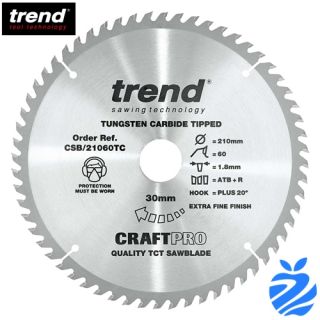 210mm Diameter 60 Tooth ATB Trend Saw Blade For Portable Saws With 30mm Bore CSB/21060TC