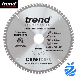 210mm Diameter 72 Tooth ATB Trend Saw Blade For Portable Saws With 30mm Bore CSB/21072