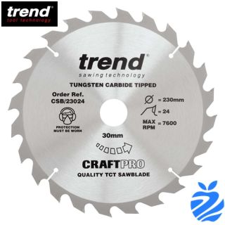 230mm Diameter 24 Tooth ATB Trend Saw Blade For Portable Saws With 30mm Bore CSB/23024