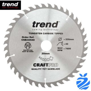 235mm Diameter 40 Tooth ATB Trend Saw Blade For Portable Saws With 30mm Bore CSB/23540