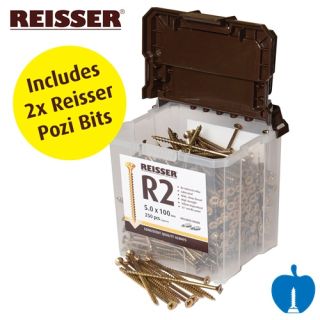 4.0 x 70mm Reisser R2 Part Thread High Performance Joinery Woodscrews 650pcs TUB