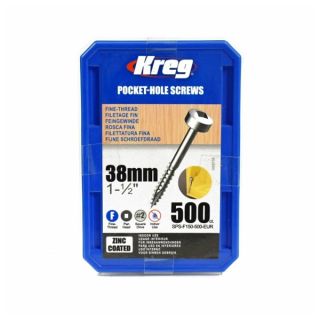 Kreg 1 1/2" Fine Thread Pocket Hole Screws 500pcs SPS-F150